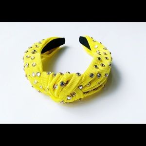 Yellow knot headband with crystal beads